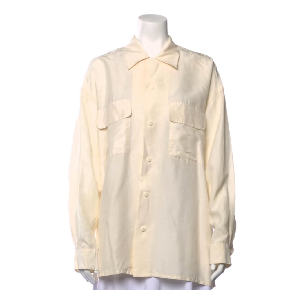 TED LAPIDUS Silk Long Sleeve Button-Up Top Size: L